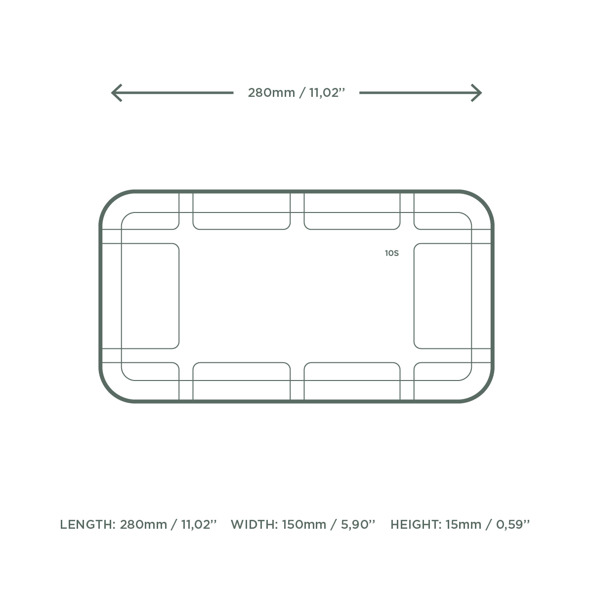 BANDEJA COMIDA (280x153x14mm) 300 unidades