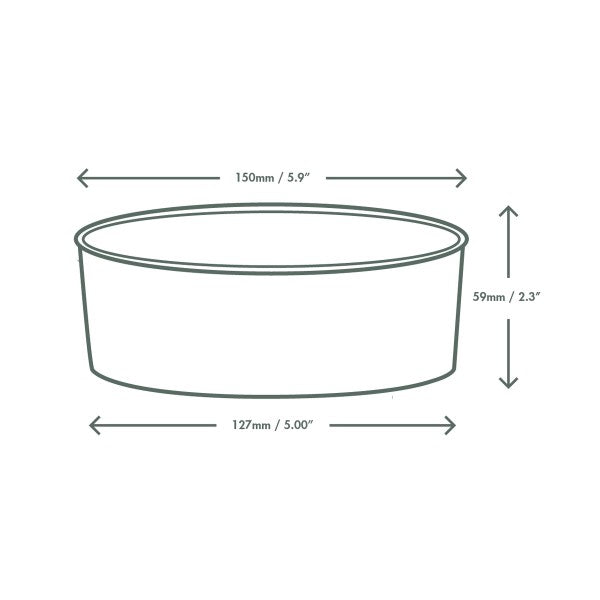 Envase redondo de papel negro para alimentos de 750 ml (24 oz), serie 150 300 UNIDADES