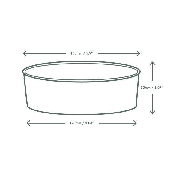Envase redondo de papel negro para alimentos de 500 ml (16 oz), serie 150 300 UNIDADES