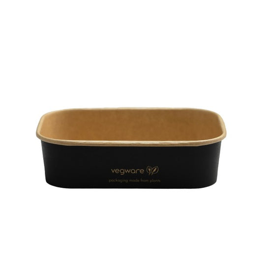 Envase rectangular de papel negro para alimentos de 500 ml (16 oz) 300 UNIDADES