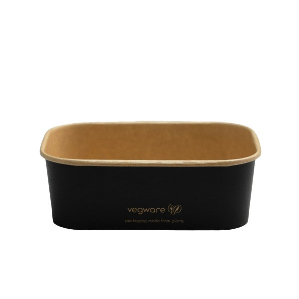 Envase rectangular de papel negro para alimentos de 750 ml (24 oz) 300 UNIDADES